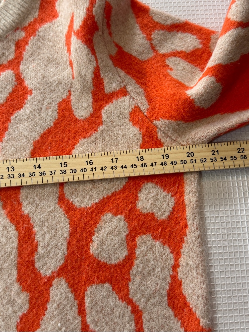 Abstract Statement Sweater Size L Orange Tan Artsy Fall Modern Boutique Style - Picture 5 of 9